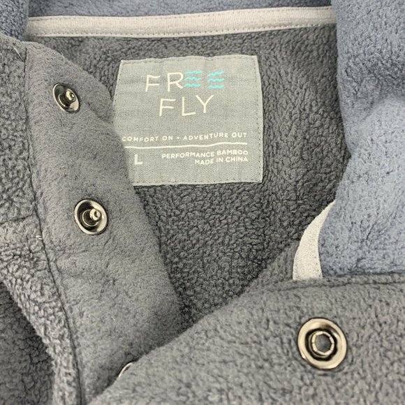 Men’s Free Fly Pullover Performance Bamboo Gray 1/4 Snap Sweater Fleece Size L - Picture 5 of 9